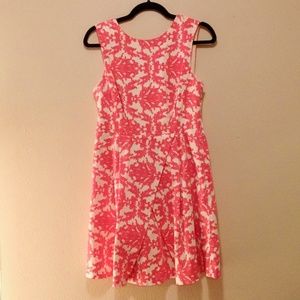 Cute Print Dress - Fit & Flare in Pink & Cream